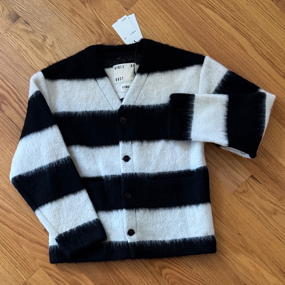 Girls of Dust Black and White Striped Cardigan XS NWT - Picture 2 of 10